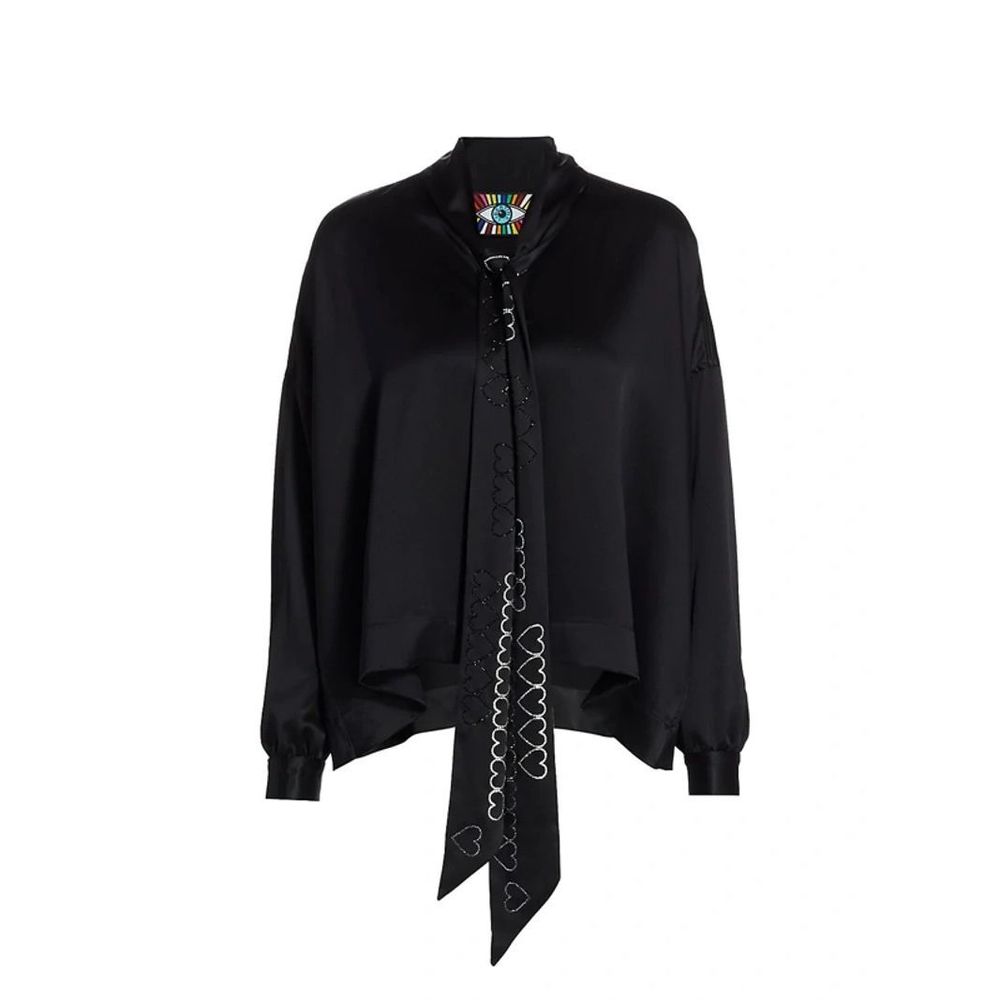 LIBERTINE Heart Silk Tie-neck Blouse